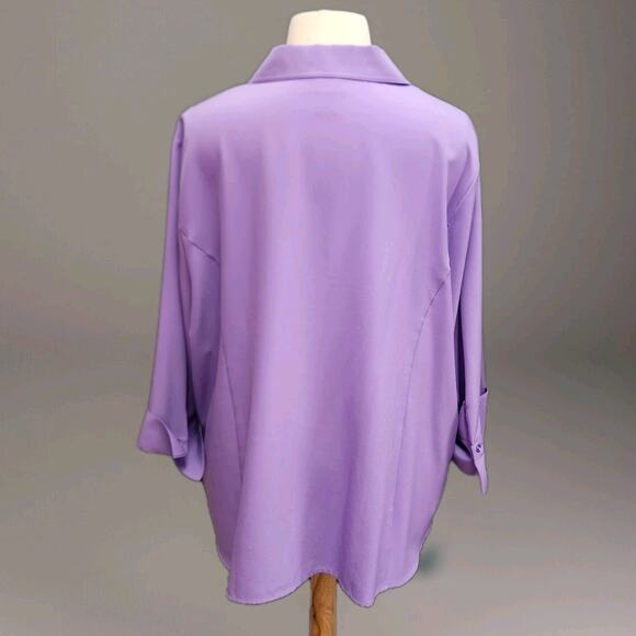 Maggie Barnes Catherines Button Up Studded Pockets 2X Top 3/4 Sleeve #flaw - Picture 4 of 11